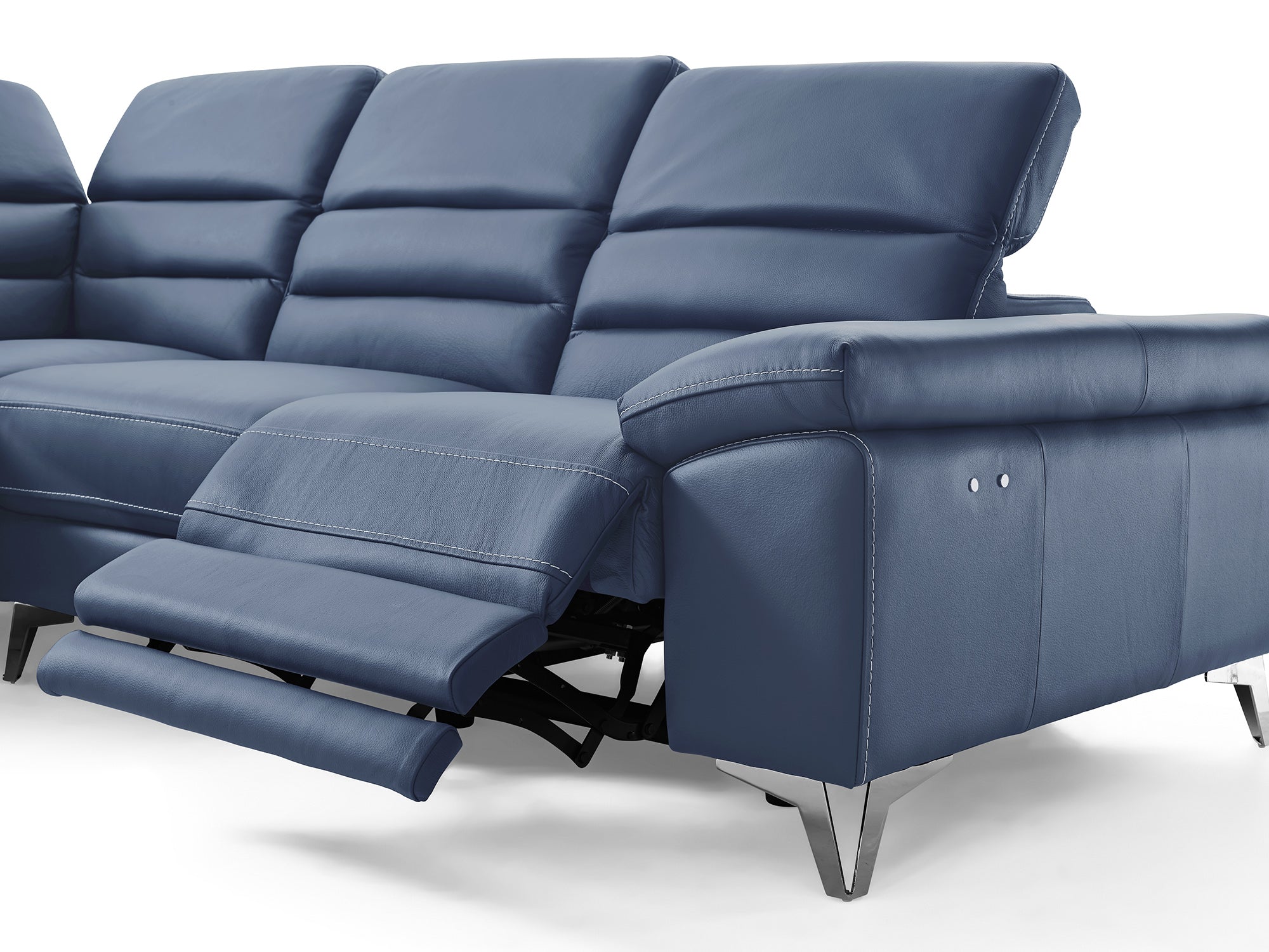 109" X 88" X 31"/40" Navy Blue Leather Sectional