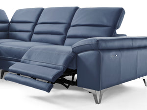 109" X 88" X 31"/40" Navy Blue Leather Sectional