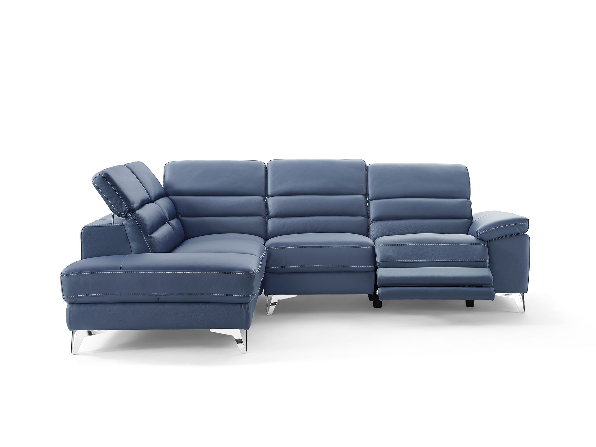 109" X 88" X 31"/40" Navy Blue Leather Sectional