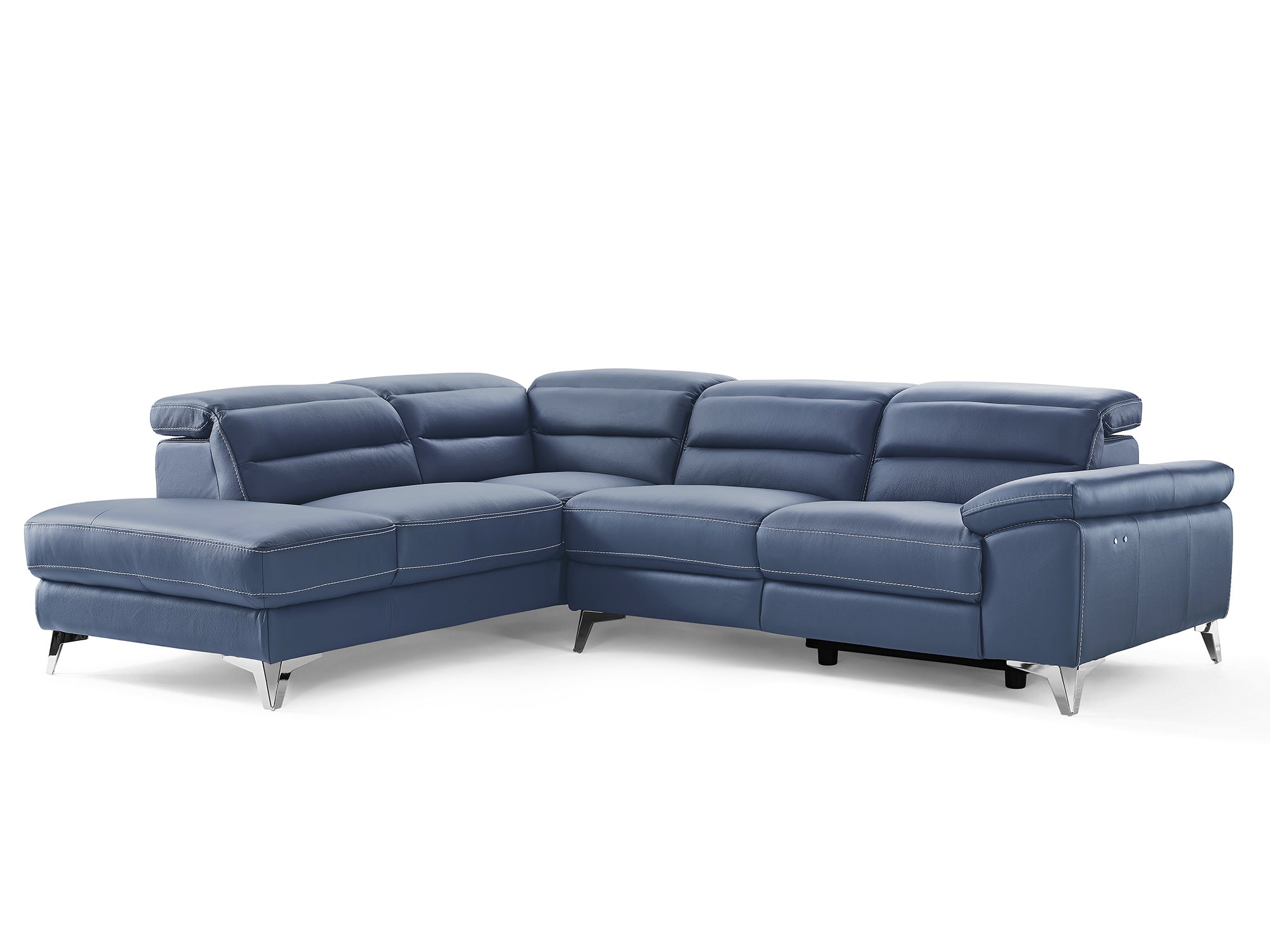 109" X 88" X 31"/40" Navy Blue Leather Sectional