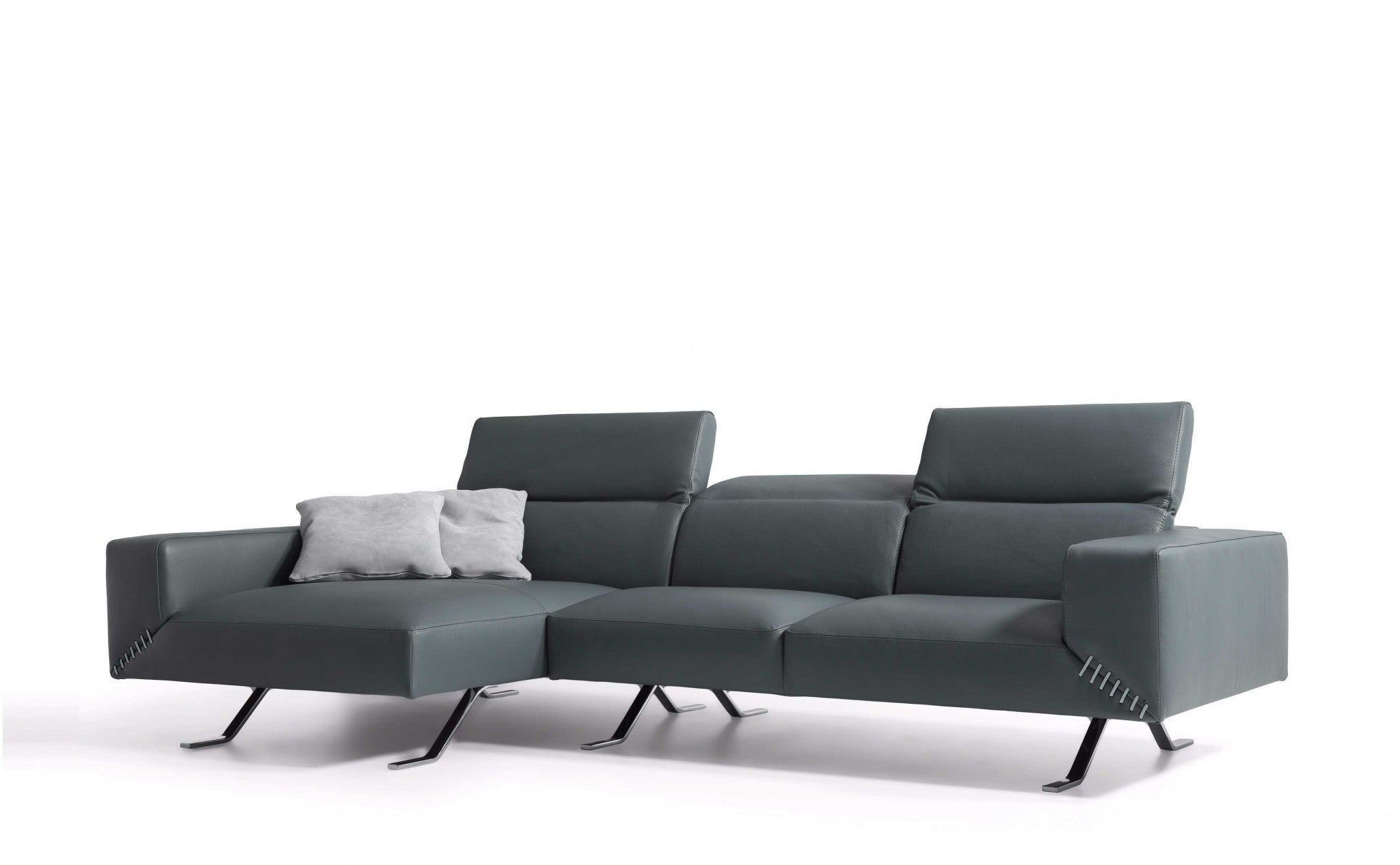 116" X 63" X 29" Gray Leather Sectional