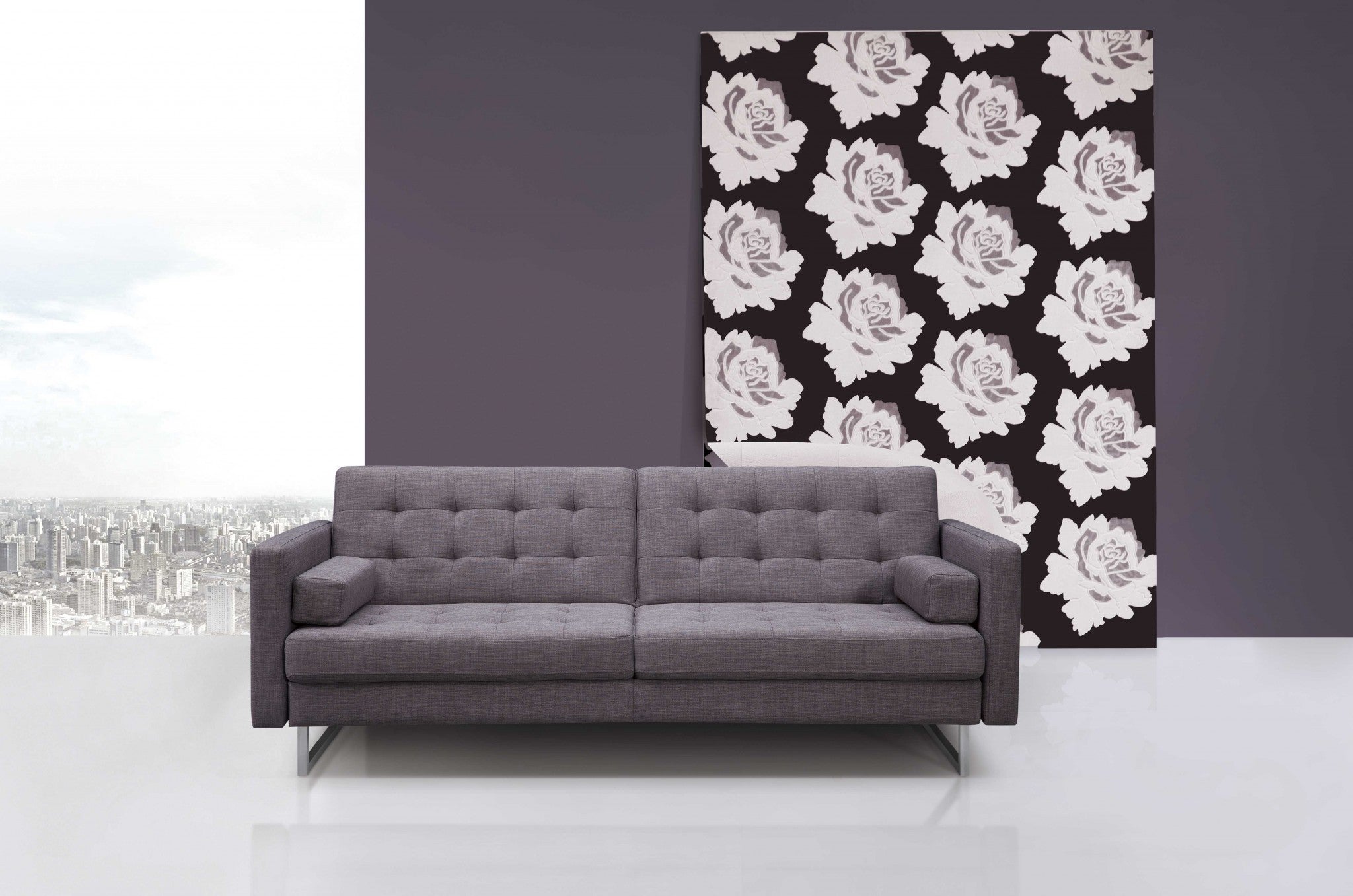 80" X 45" X 13" Gray Stainless Steel Sofa Bed