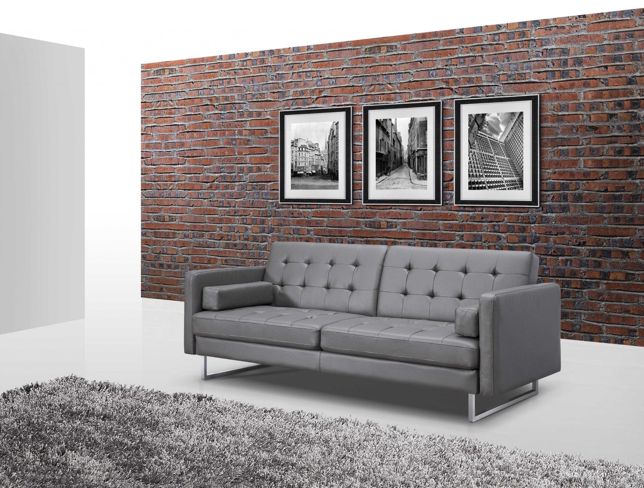 80" X 45" X 13" Gry Stainless Steel Sofa Bed