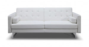 80" X 45" X 13" White Stainless Steel Sofa Bed