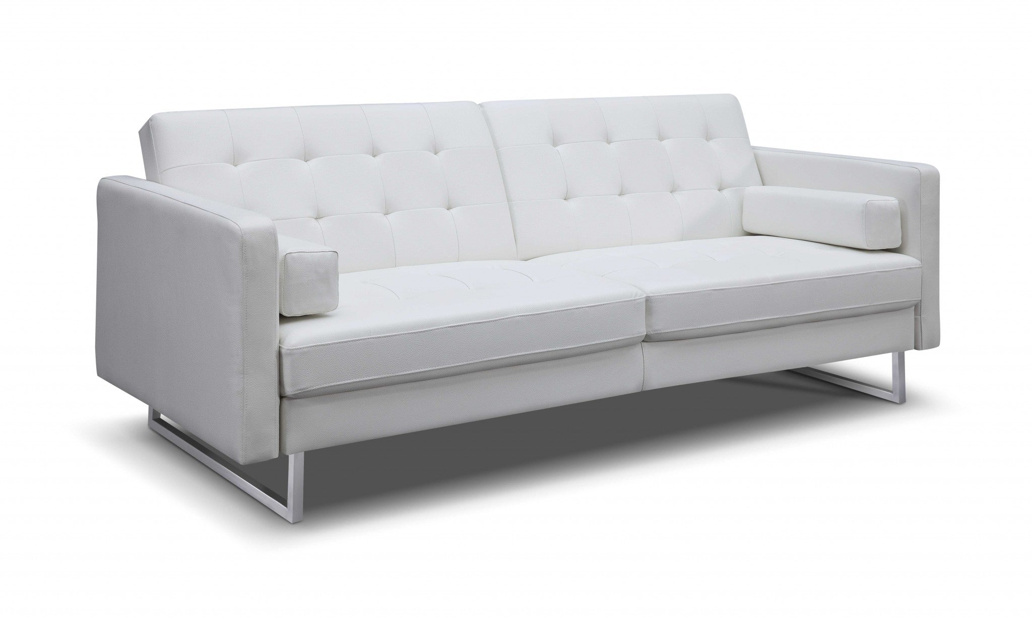80" X 45" X 13" White Stainless Steel Sofa Bed