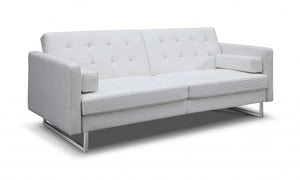 80" X 45" X 13" White Stainless Steel Sofa Bed