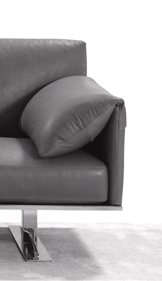 84" X 37" X 31" Gray Leather Sofa