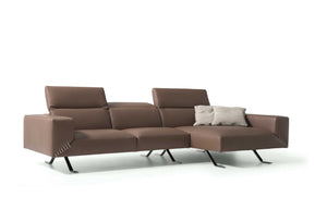 116" X 63" X 29" Taupe Leather Sectional & Chaise