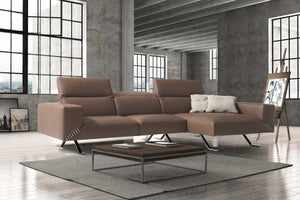 116" X 63" X 29" Taupe Leather Sectional & Chaise