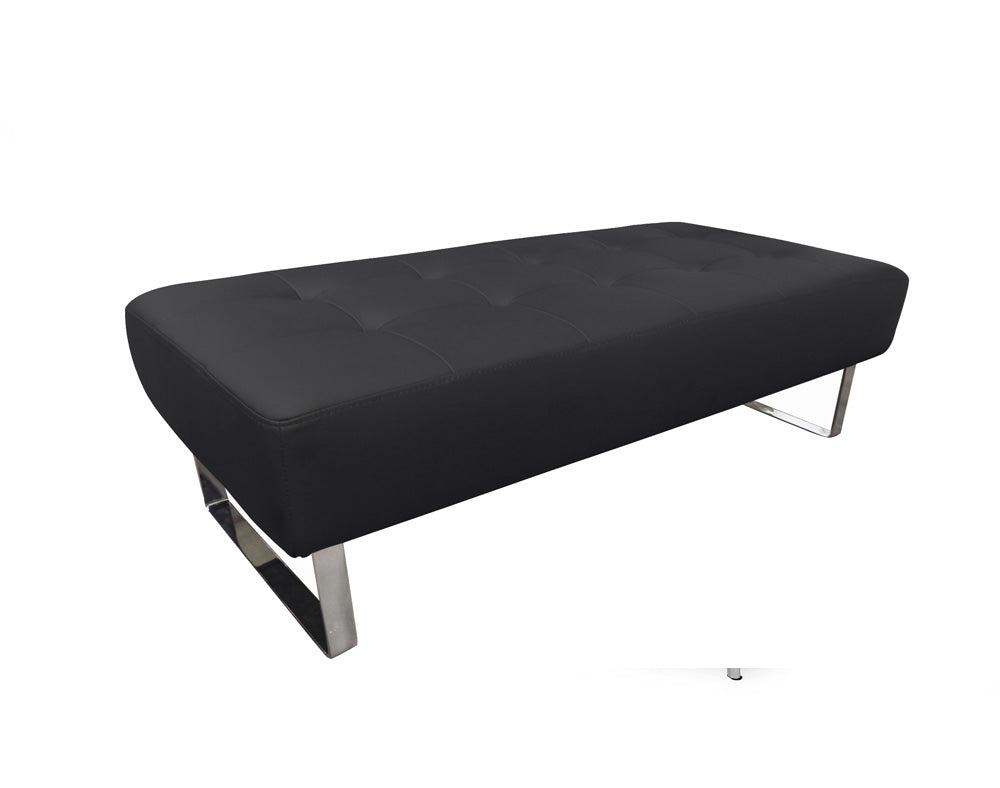 52" X 24" X 16" Black Faux Leather Bench