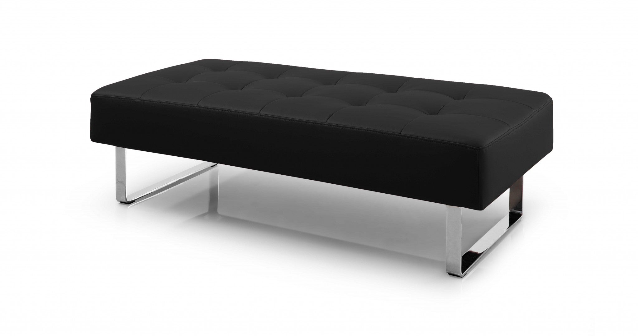 52" X 24" X 16" Black Faux Leather Bench