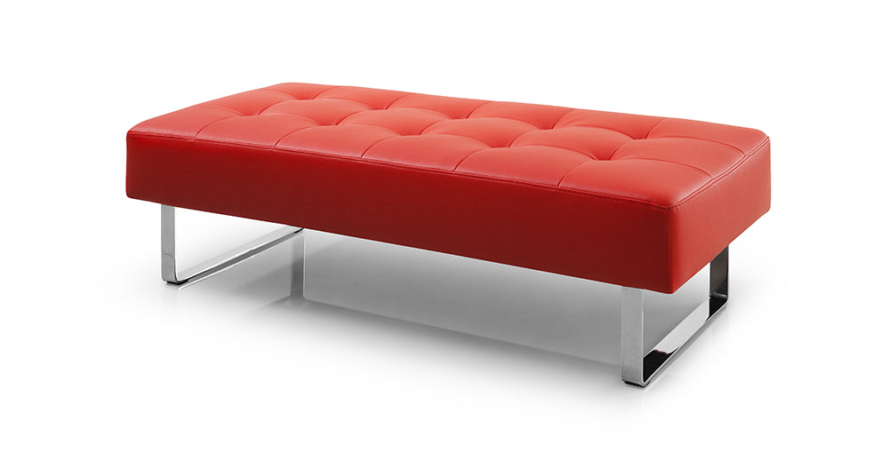 52" X 24" X 16" Red Faux Leather Bench