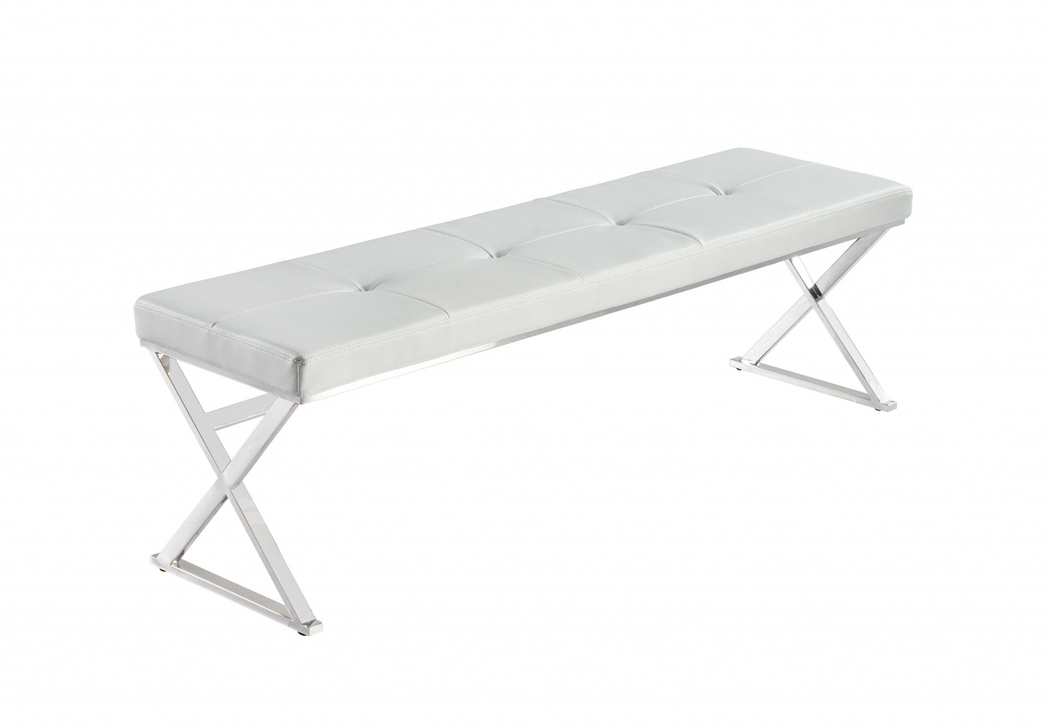 60" X 17" X 18" White Stainless Steel Bench