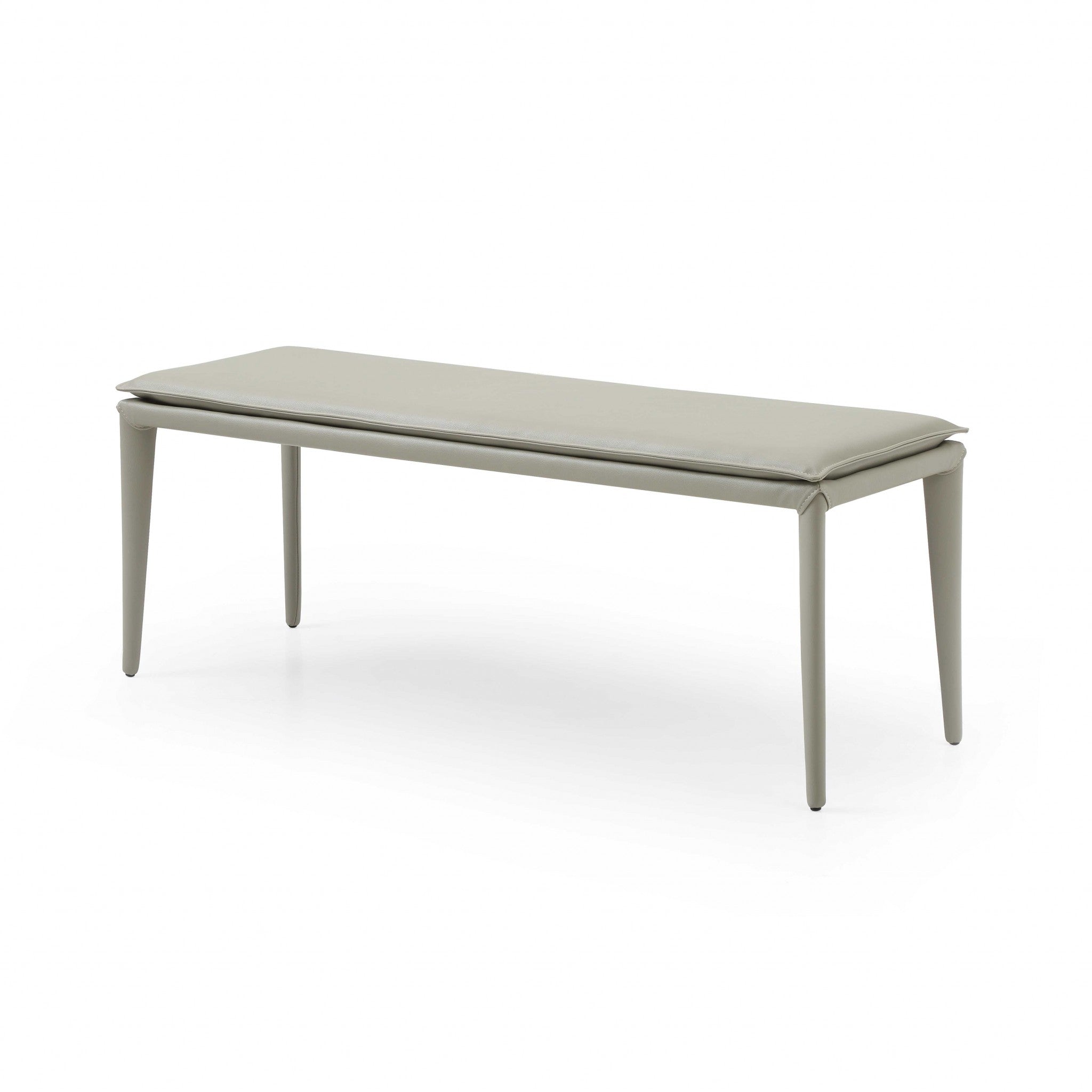47" X 16" X 18" Light Grey Faux Leather Bench