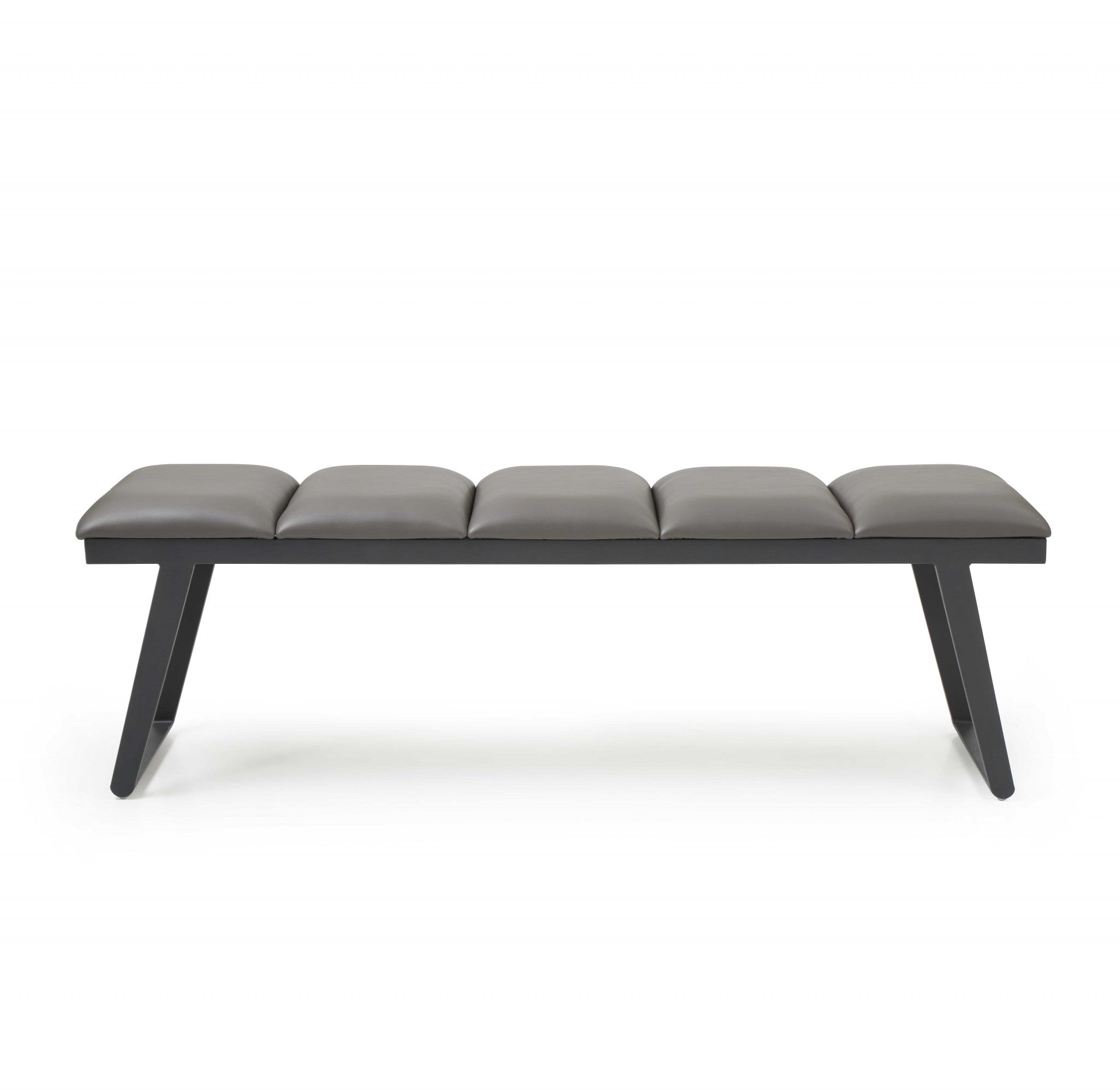 57" X 16" X 18" Dark Grey Faux Leather Bench