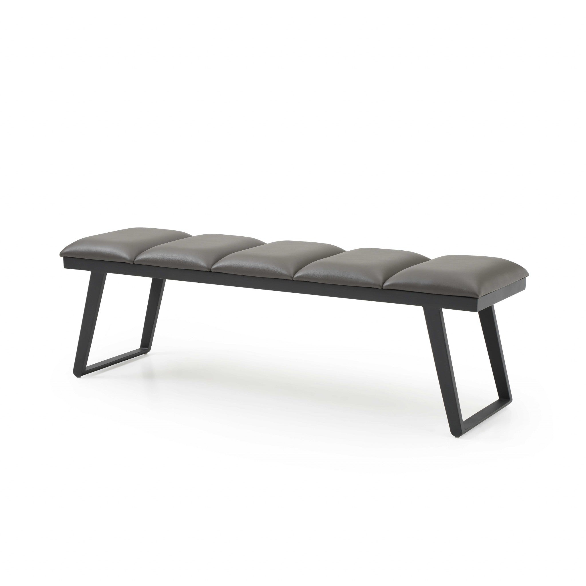 57" X 16" X 18" Dark Grey Faux Leather Bench
