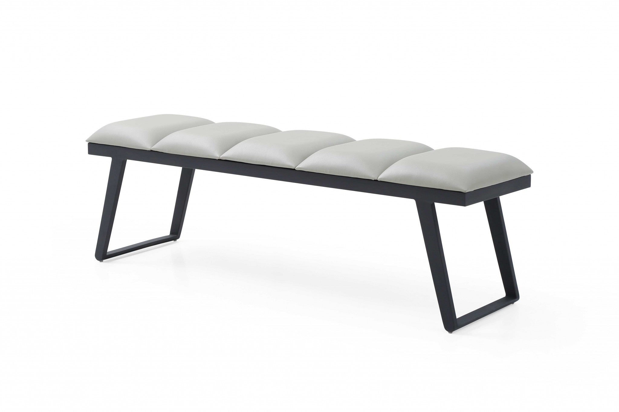 57" X 16" X 18" Light Grey Faux Leather Bench