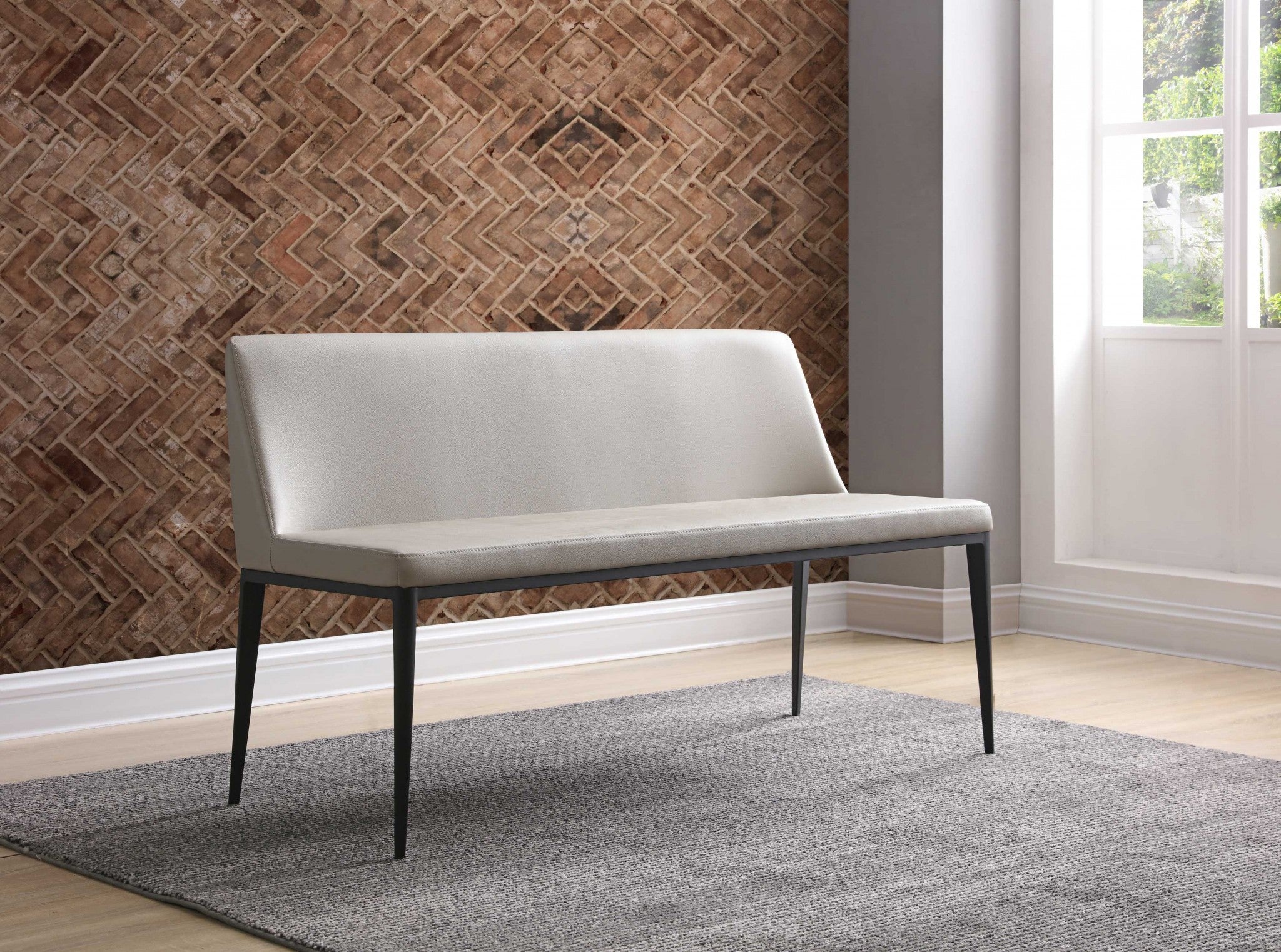 51" X 22" X 30" Light Grey Faux Leather Bench