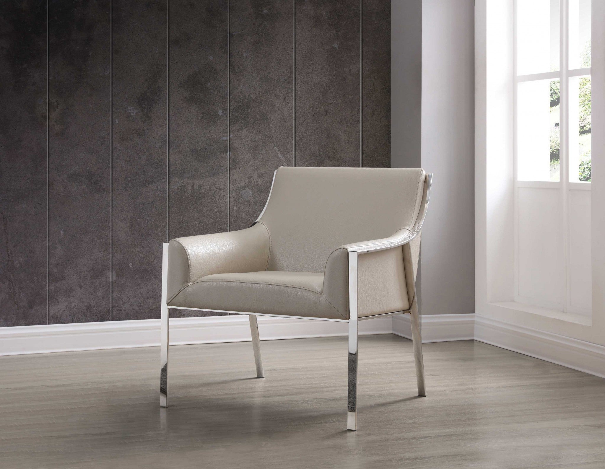 31" X 33" X 30" Taupe Stainless Steel Armed Chair