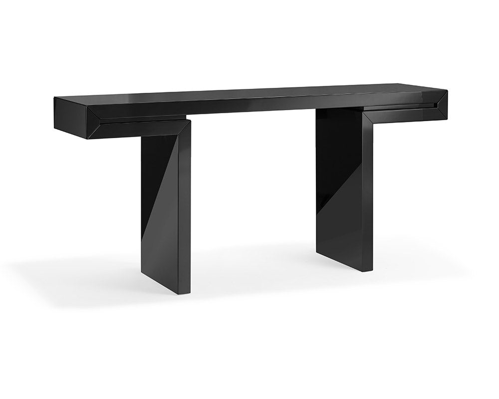 63" X 15" X 35" Black Lacquer Console
