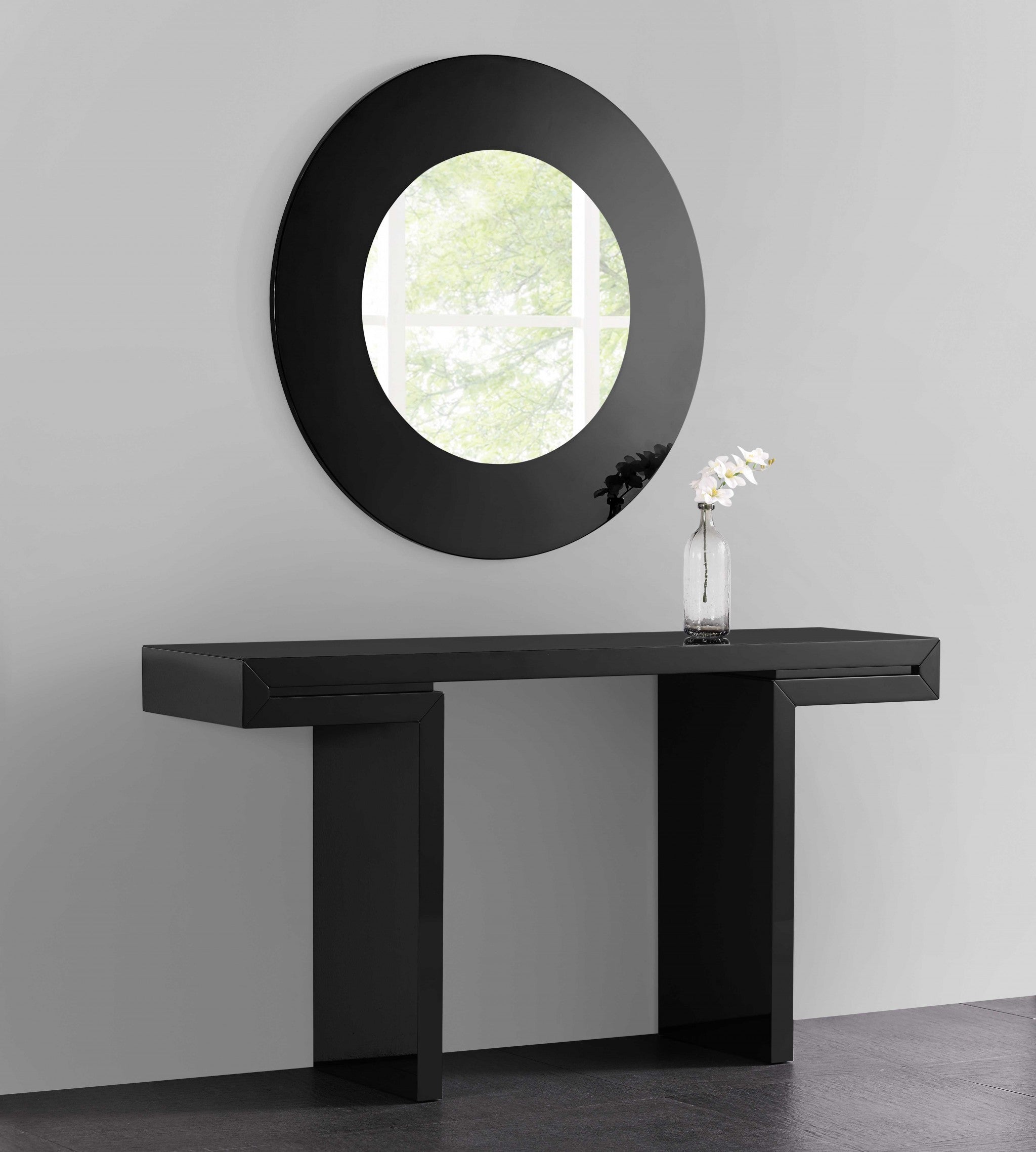 63" X 15" X 35" Black Lacquer Console