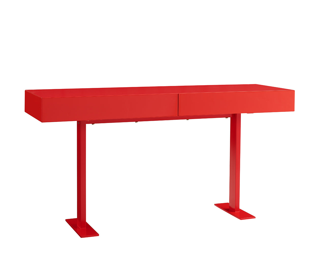 59" X 18" X 30" Red Lacquer Console