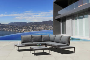 98" X 98" X 26" Grey Aluminum Sectional