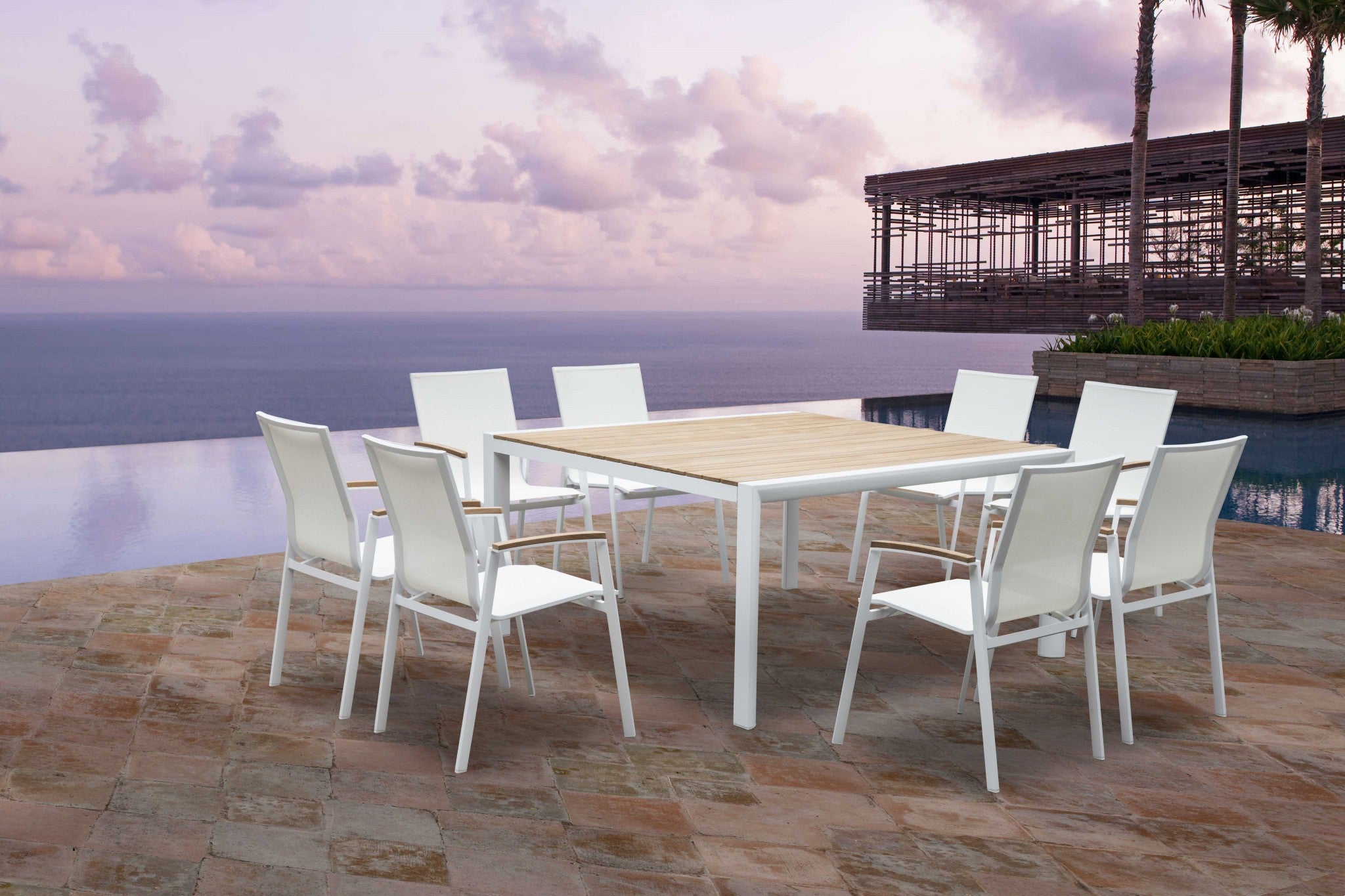 60" X 60" X 30" White Aluminum Dining Table
