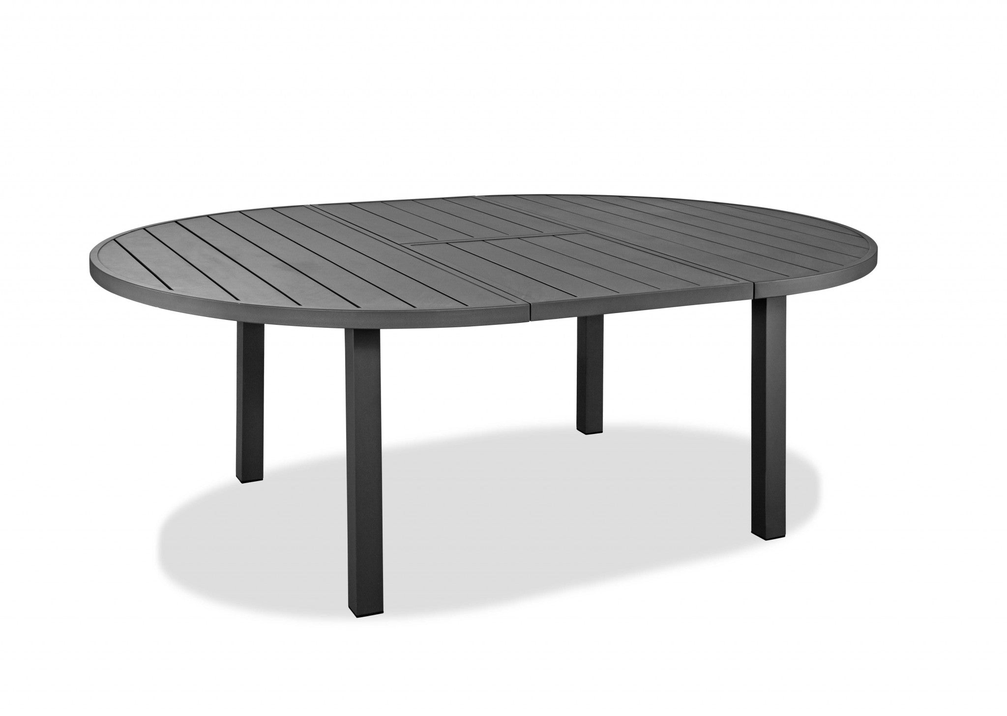 57"-75" X 57" X 30" Gray Aluminum Dining Table