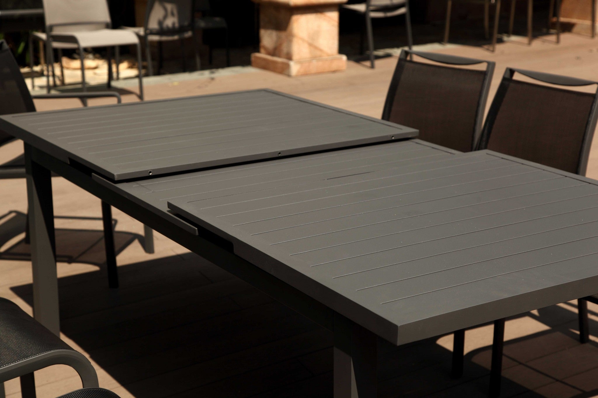 71" X 43" X 30" Gray Aluminum Dining Table