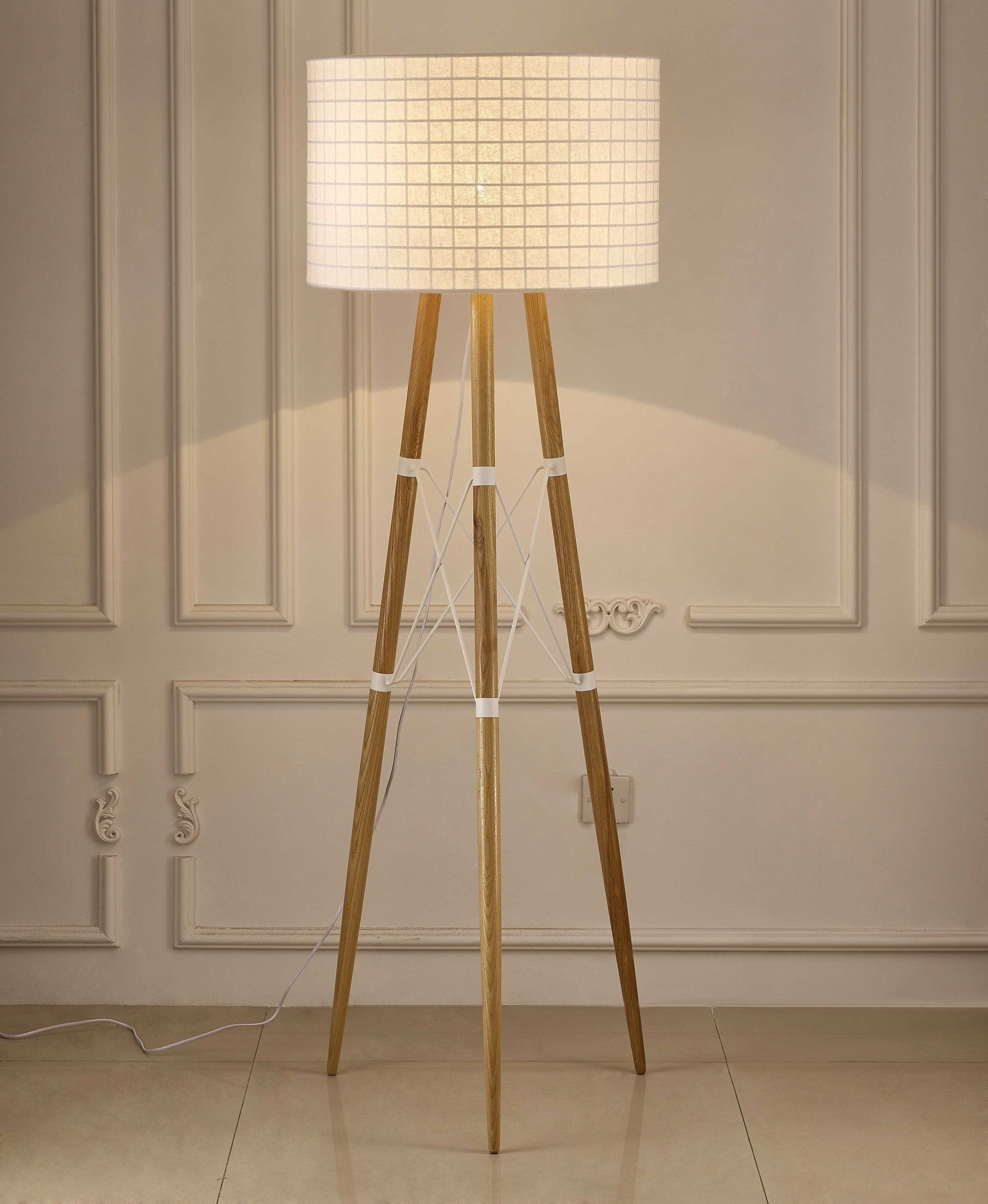 22" X 22" X 66" White Aluminum Floor Lamp