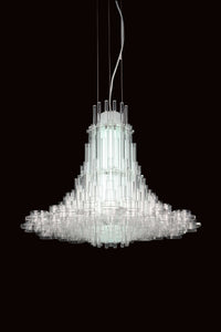 39" X 39" X 70" White Acrylic Pendant Lamp