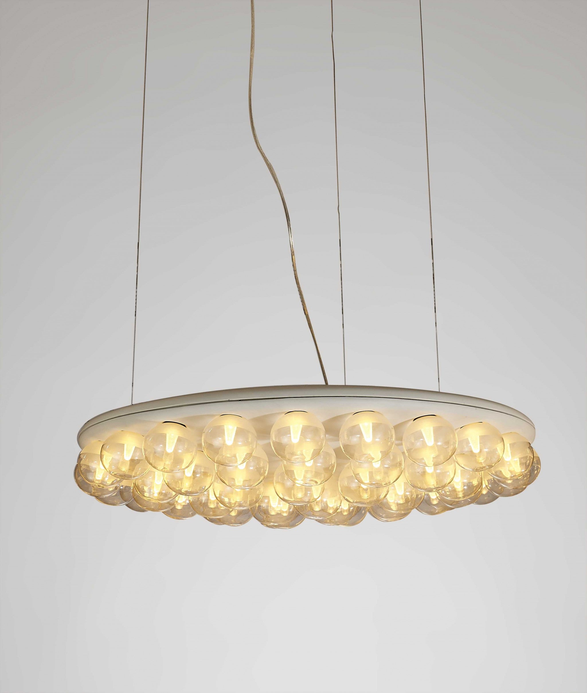 29" X 29" X 7" White Glass Metal Pendant Lamp