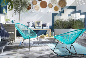 Aqua Blue Round Bungee Style Rocking Chair