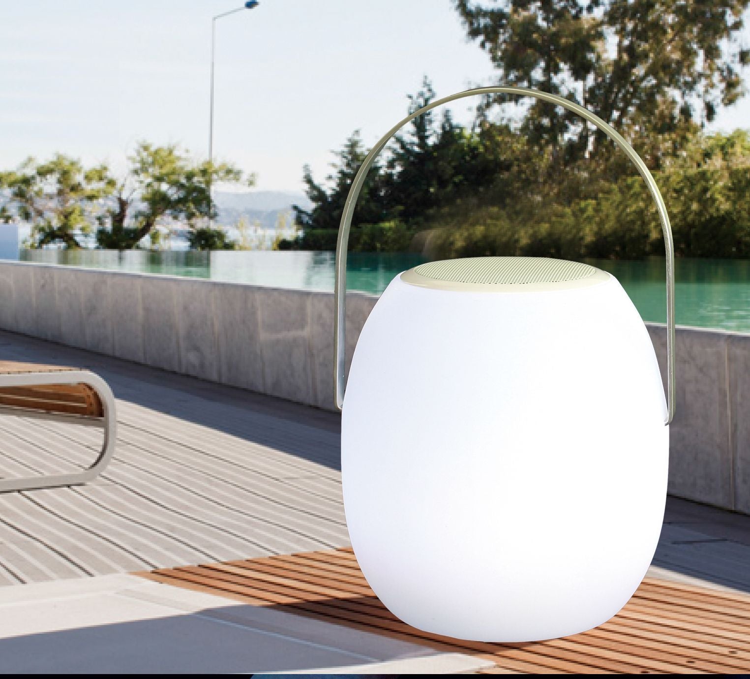 9" X 9" X 14" White Plastic Portable Speaker