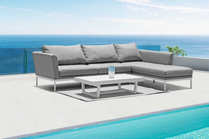 110" X 34" X 28" Dark Gray Aluminum Sectional & Chaise