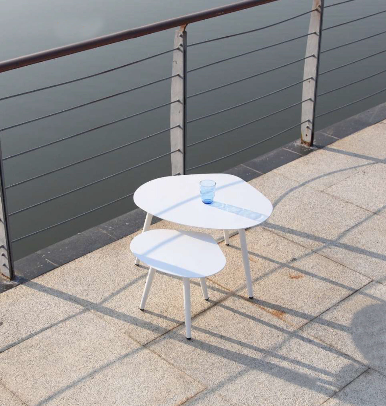 27" X 24" X 16" Powder Aluminum Side Table