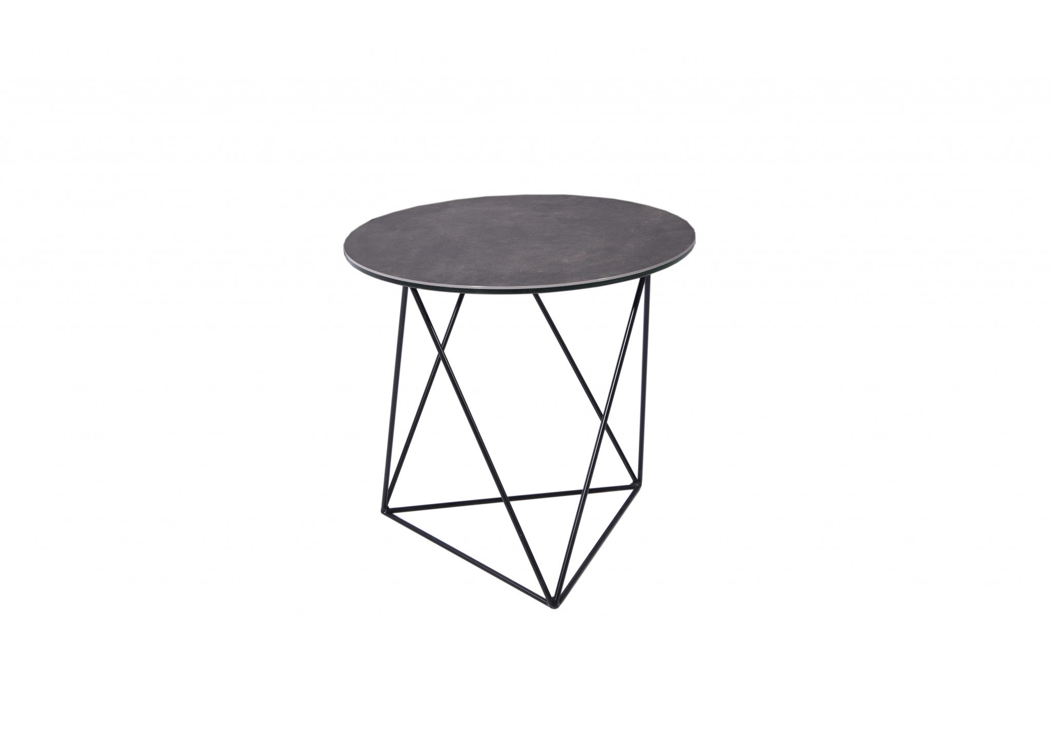 20" X 20" X 19" Gray   Black Ceramic Iron Side Table