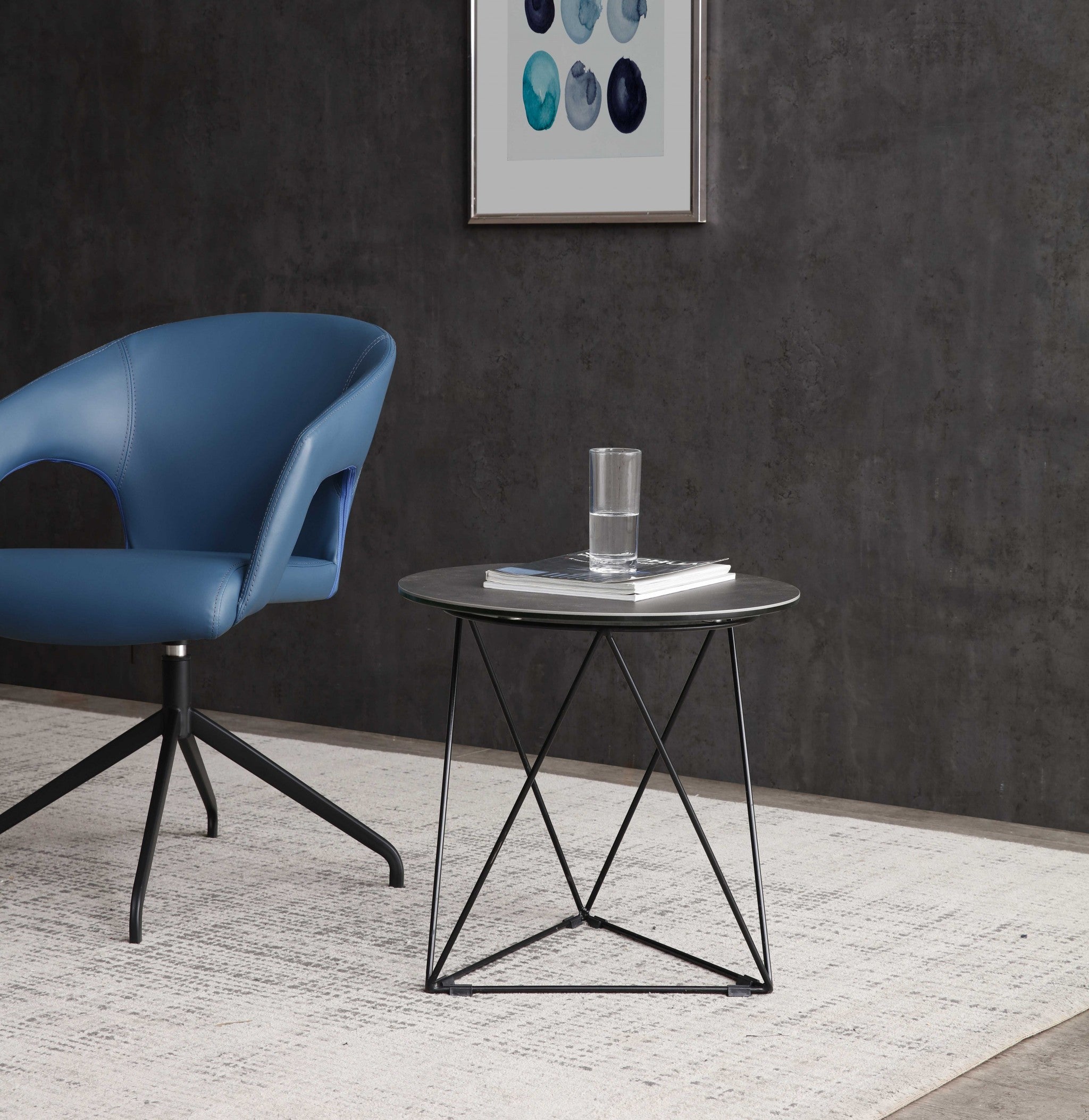20" X 20" X 19" Gray   Black Ceramic Iron Side Table