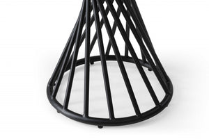 20" X 20" X 20" White Black Ceramic Iron Side Table
