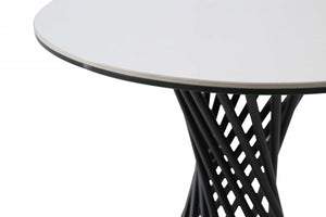 20" X 20" X 20" White Black Ceramic Iron Side Table