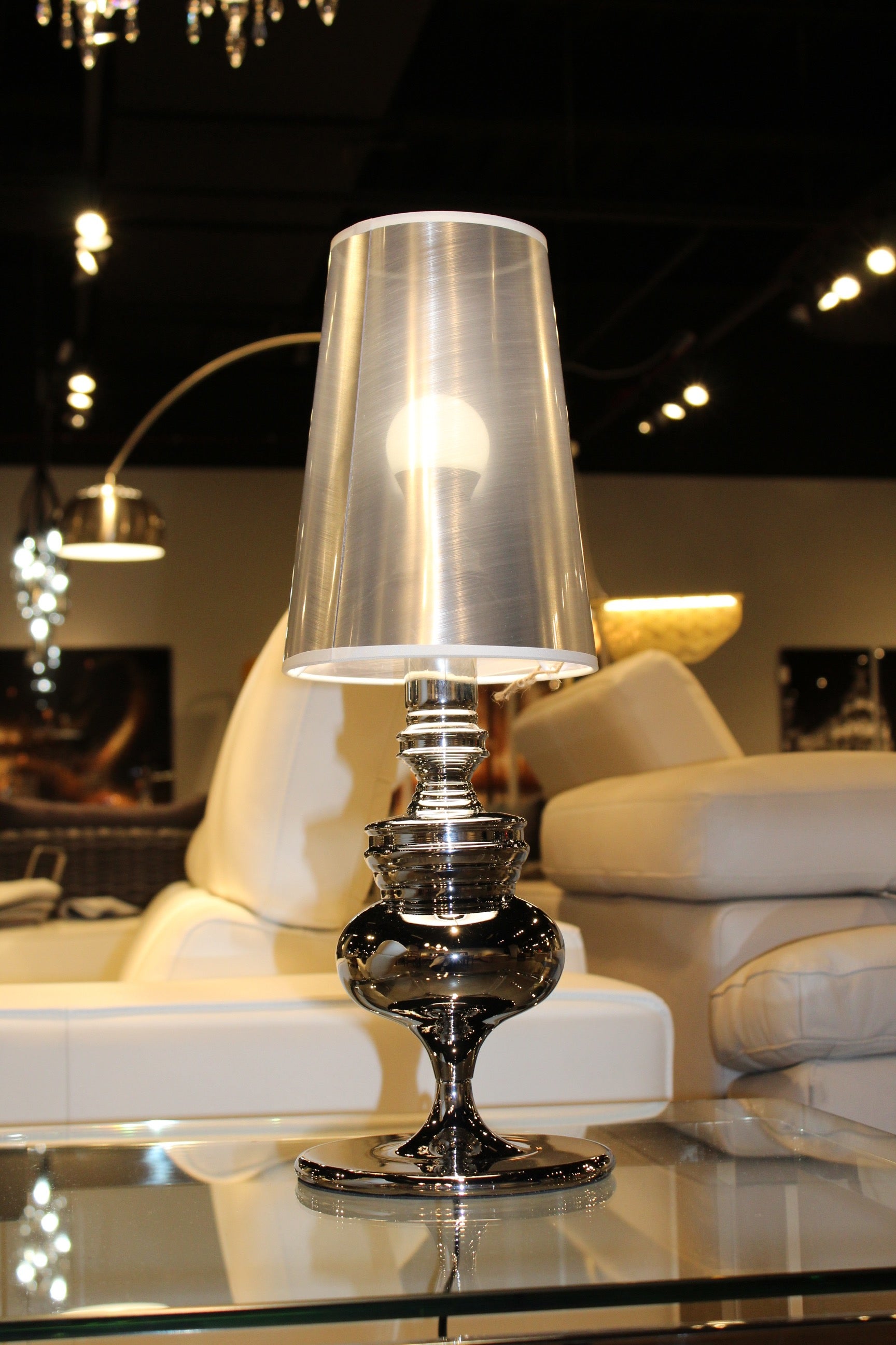 7" X 7" X 22" Silver Carbon Steel Table Lamp