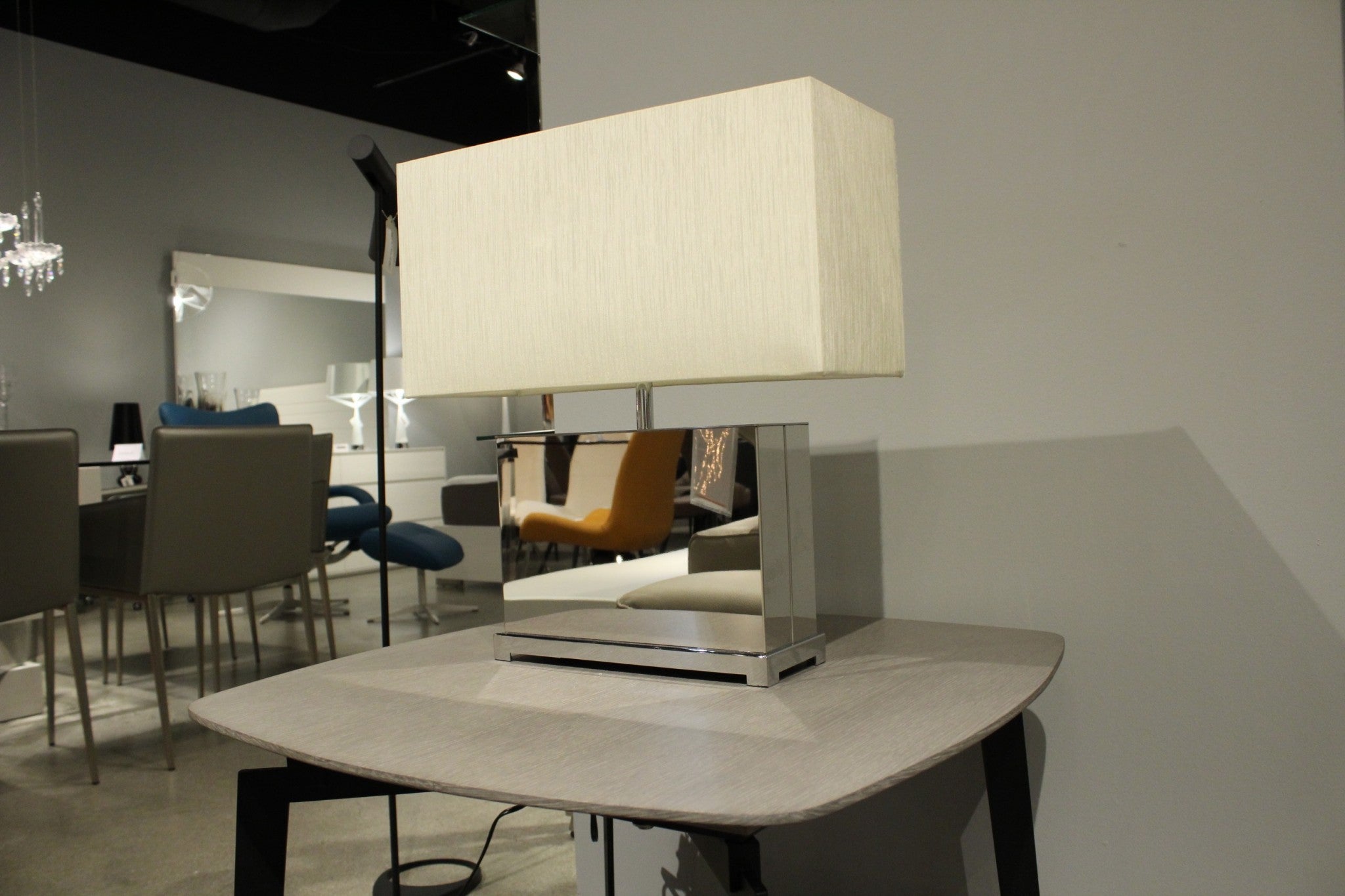 17" X 7" X 19" White Stainless Steel Table Lamp