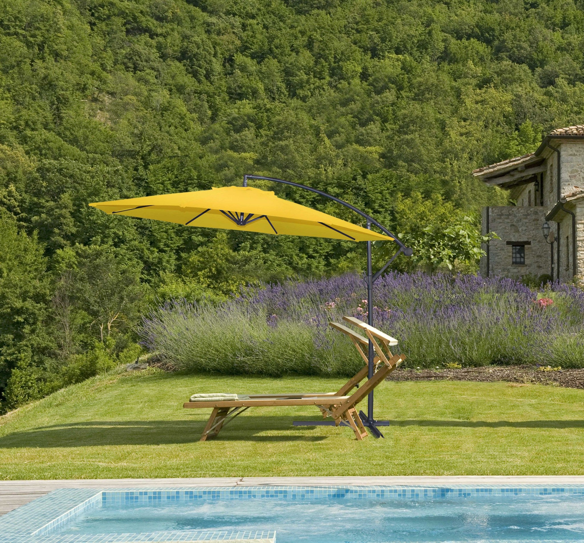 118" X 118" X 97" Yellow Steel Standing Umbrella