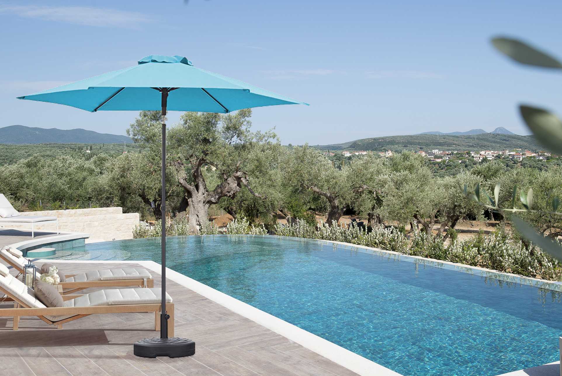 87" X 87" X 99" Blue iron Umbrella