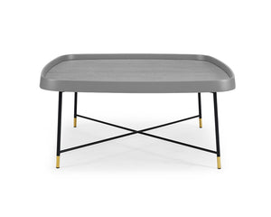 35" X 35" X 16" Gray Oak Stainless Steel Coffee Table