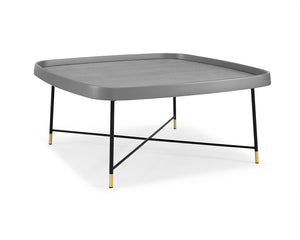 35" X 35" X 16" Gray Oak Stainless Steel Coffee Table