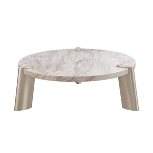 48" X 48" X 17" White Marble Coffee Table