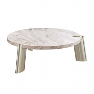 48" X 48" X 17" White Marble Coffee Table