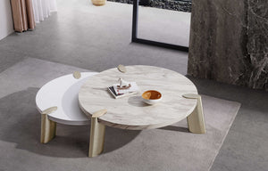 40" X 40" X 13" Matte White Finish Coffee Table